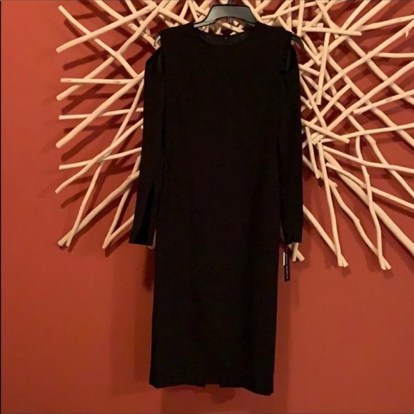 Donna Morgan black cold shoulder midi dress - Picture 4 of 7